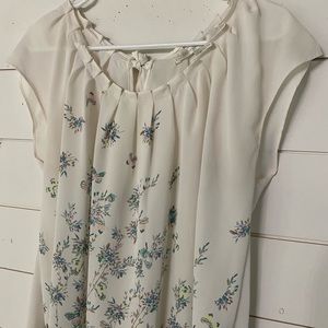 Lauren Conrad silk white top with small flowers.